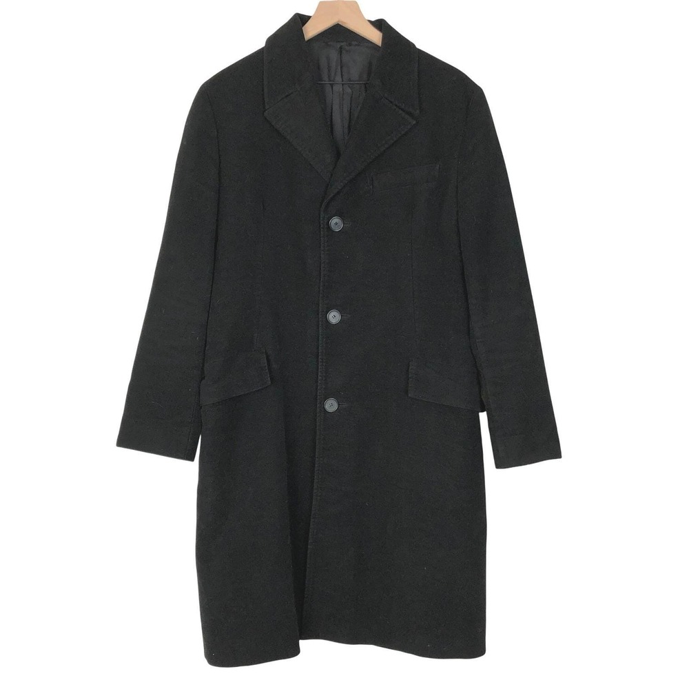 VTG MEXX 100% Cotton Velvet Overcoat Men's EU 48 US 38 Black Lined Trench